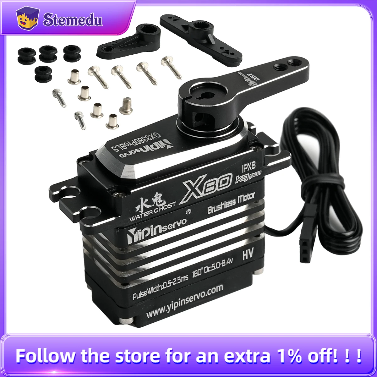 Rc Hobby Motors - Servomotor Digital de 80KG, totalmente metálico,